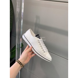 Prada Raf Simon Pointed Canvas Casual Shoes For Women White
