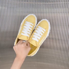 Prada Nylon Cloth Thick Soled Casual Shoes For Women Yellow