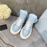Prada Fashion Thick Soled Lace Up High Top Shoes For Women Blue