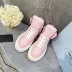 Prada Fashion Thick Soled Lace Up High Top Shoes For Women Pink