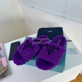 Prada Winter Soft Wool Slippers For Women Purple
