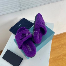 Prada Winter Soft Wool Slippers For Women Purple