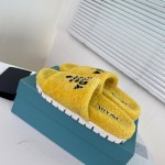 Prada Winter Soft Wool Slippers For Women Yellow