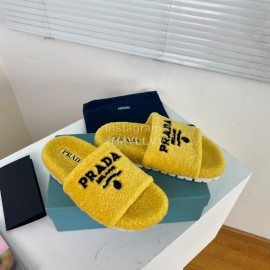 Prada Winter Soft Wool Slippers For Women Yellow