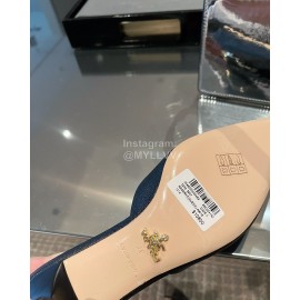 Prada Summer Cowhide High Heeled Pointed Sandals For Women Black
