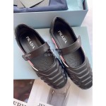 Prada Embossed Leather Casual Shoes For Women Black