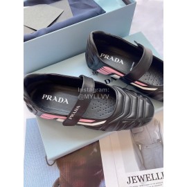 Prada Embossed Leather Casual Shoes For Women Black