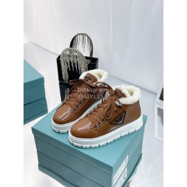 Prada New Sheepskin Wool Casual Shoes For Women Brown