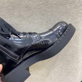 Prada Fashion Thick Soled Leisure Motorcycle Martin Boots For Women Black