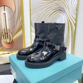 Prada Thick Soled Leisure Motorcycle Martin Boots For Women Black