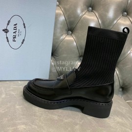 Prada New Autumn Cowhide Sock Boots For Women Black