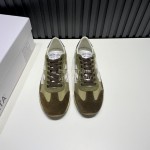 Premiata Vintage Leather Canvas Sneakers For Men Green