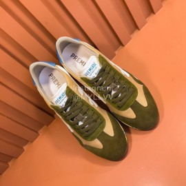Premiata Vintage Cowhide Canvas Sneakers For Men Green