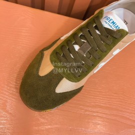 Premiata Vintage Cowhide Canvas Sneakers For Men Green