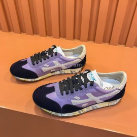 Premiata Vintage Cowhide Canvas Sneakers For Men Purple