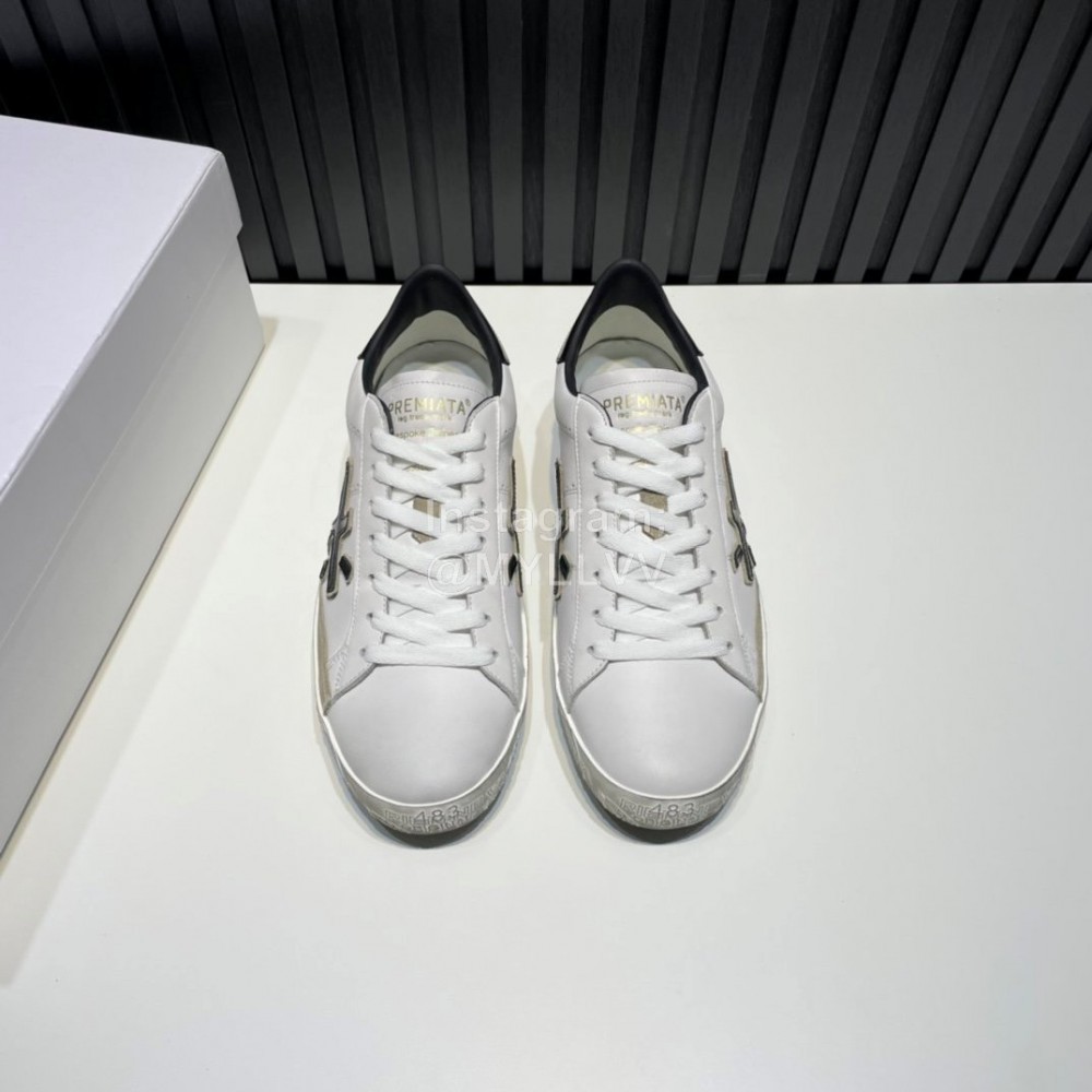 Premiata New Cowhide Canvas Sneakers For Men White