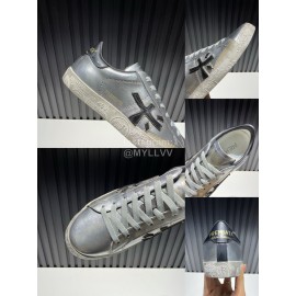 Premiata New Cowhide Canvas Sneakers For Men Silver