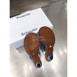Proenza Schouler Soft Sheepskin High Heeled Slippers For Women Blue