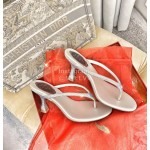 Rene Caovilla New Blingbling Diamond Silk High Heel Flip Flops For Women White