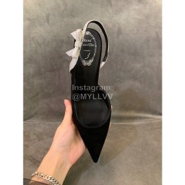 Rene Caovilla New Black Silk Bow Sheepskin High Heel Sandals For Women