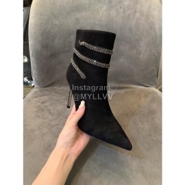 Rene Caovilla Autumn Winter New Black Suede High Heeled Boots For Women 