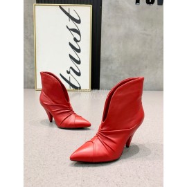 Rene Caovilla Soft Red Sheepskin Pointed High Heel Boots For Women 