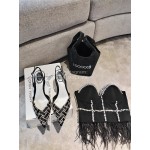 Rene Caovilla Sheepskin Hollow Woven High Heel Sandals For Women Black