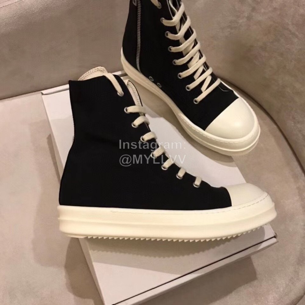 Rick Owens Fashion High Top Canvas Shoes For Men And Women Black