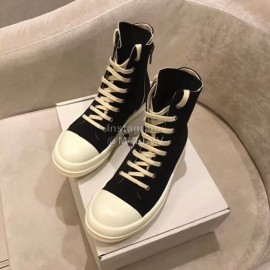 Rick Owens Fashion High Top Canvas Shoes For Men And Women Black