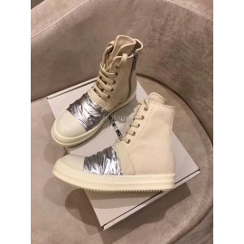 Rick Owens Fashion High Top Canvas Shoes For Men And Women Beige