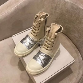 Rick Owens Fashion High Top Canvas Shoes For Men And Women Beige