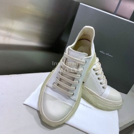 Rick Owens New Thick Soles Canvas Shoes For Women White