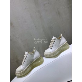 Rick Owens New Thick Soles Canvas Shoes For Women White