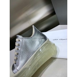 Rick Owens New Thick Soles Canvas Shoes For Women Silver