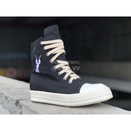Rick Owens Fashion Black Canvas High Top Shoes For Men And Women 