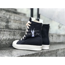 Rick Owens Fashion Black Canvas High Top Shoes For Men And Women 
