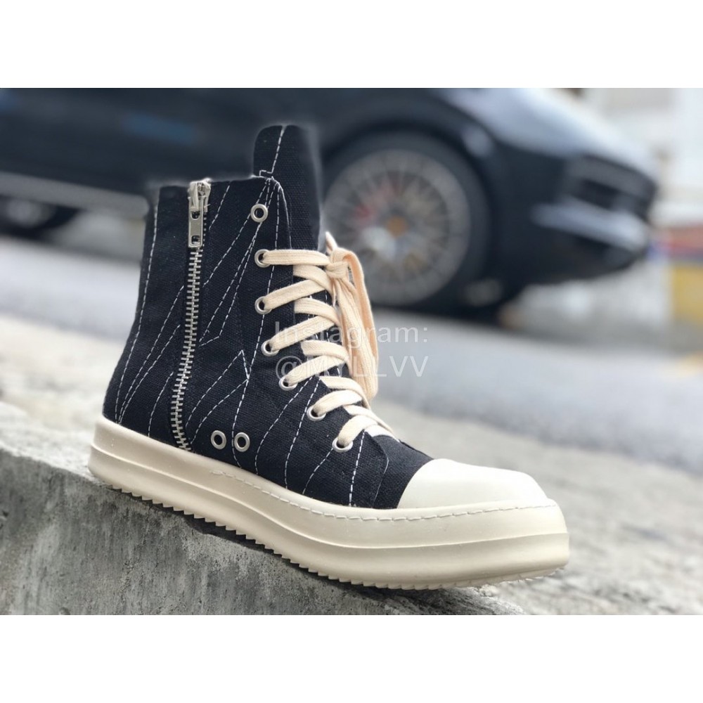 Rick Owens Fashion Canvas High Top Shoes For Men And Women Black