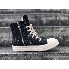 Rick Owens Fashion Canvas High Top Shoes For Men And Women Black