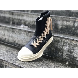 Rick Owens Fashion Black Leather High Top Shoes For Men And Women 