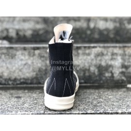 Rick Owens Fashion Black Leather High Top Shoes For Men And Women 