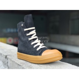 Rick Owens New Black Canvas High Top Shoes For Men And Women 
