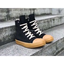 Rick Owens New Black Canvas High Top Shoes For Men And Women 