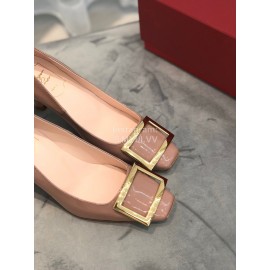 Roger Vivier Classic Gold Square Buckle High Heels For Women