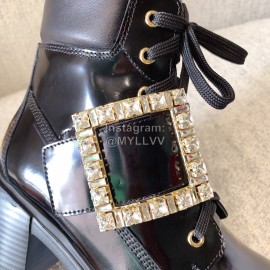 Roger Vivier Autumn And Winter New Black Leather Martin Boots  