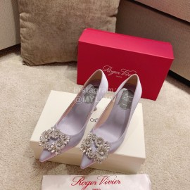 Roger Vivier Bouquet Strass Diamond Buckle Pointed High Heels For Women Purple