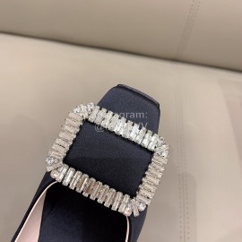 Roger Vivier Diamond Buckle Silk Leather High Heels For Women Black