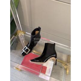 Roger Vivier Autumn Cowhide High Heeled Boots For Women Black