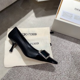 Sergio Rossi Autumn Winter New Patent Leather High Heels For Women Black