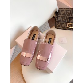 Sergio Rossi New Sheepskin Square Head Shoes For Women Pink