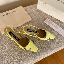 Sergio Rossi Fashion Patent Leather High Heeled Sandals For Women Yellow